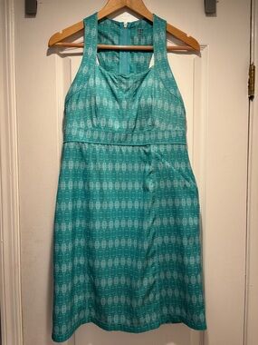 Title Nine Arabella Athletic Dress Built-In Bra Teal Green Zip Back size 8